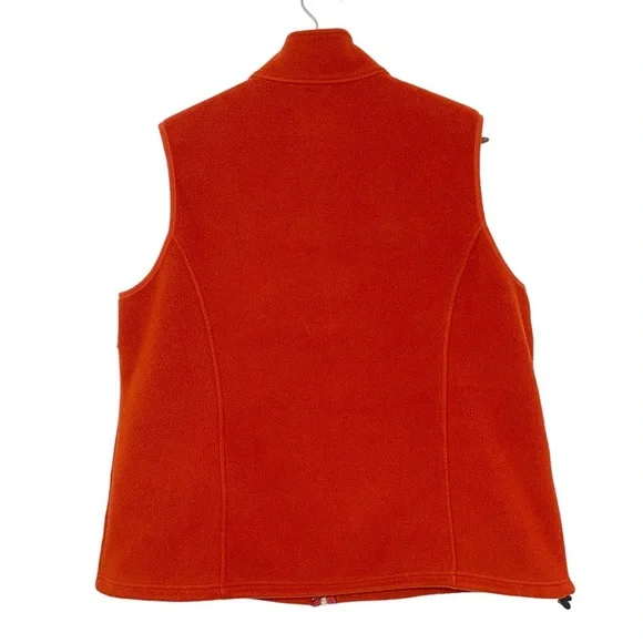 LL Bean Fleece Vest Womens 2XL Full Zip Polartec Outdoor Hiking Jacket Orange - Picture 3 of 7